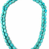 Estate Barrel Beaded 44" Dyed Turquoise Necklace