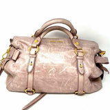 miu miu Bow Vitello Lux Pink Leather Made in Italy Satchel