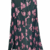 Milly Rayla Women's Green Pink Size 2 Pleated Sequined Floral Midi Skirt