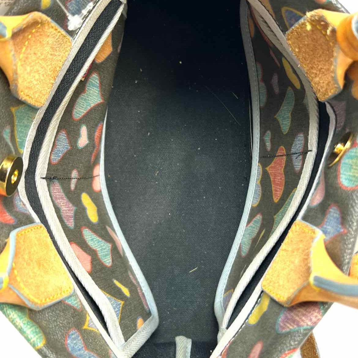 Dooney & Bourke Y2K Scribble Hearts Coated Canvas Multi-black Tote Satchel