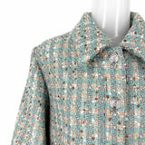 L'AGENCE Bridges Women's Teal Size 8 balloon sleeve Tweed Jacket
