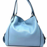 Coach Edie Light Blue Pebbled Leather Tote