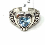 Brighton Prima Donna 8.25 .925 Silver Heart Blue Topaz Ring