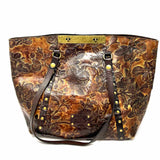Patricia Nash Brown Floral Tooled Distressed Leather Tote