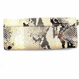 Calvin Klein Black Beige Snake Print Leather Wristlet
