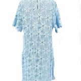 TUCKERNUCK Belclaire Women's Light Blue Sz XL Short Sleeve Crochet Floral Dress
