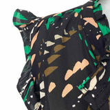 DKNY Women's Black Green Size L 1/2 Button Abstract Sleeveless