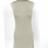 Ralph Lauren-Purple Women's Silver Size S Turtleneck Knit Sleeveless Dress