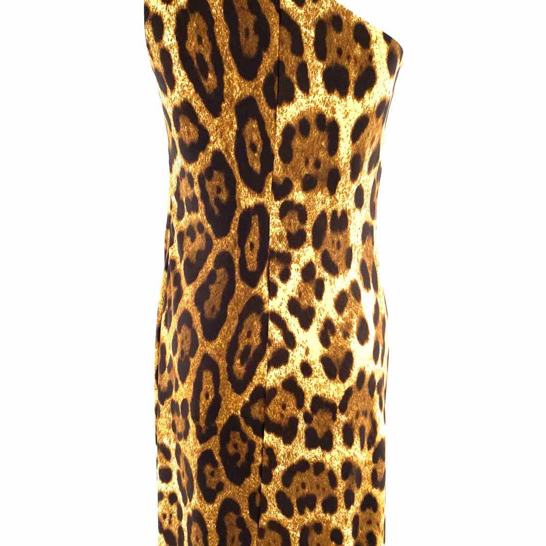 Michael Kors Women's Black Brown Size 8 One Shoulder Leopard Made in Italy Dress