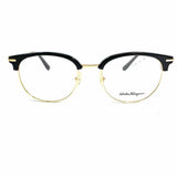 Salvatore Ferragamo Black Gold Tone Clubmaster Frames