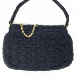 Vintage Beaded Black Zip Clutch