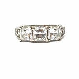 Estate size 6 .925 Sterling Silver Square Cut Filigree Cubic Zirconia Ring