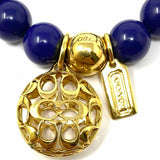 Coach Blue Gold Tone Beaded Signature Bracelet