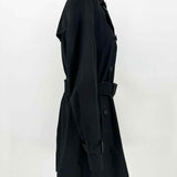 Burberry The Kensington Women's Black Size 10 Double Breasted Trenchcoat