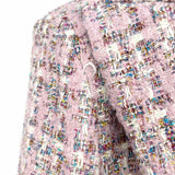 Olivaceous Women's Pink Size M Double Breasted Tweed Glitter Blazer