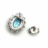 Estate 925 Sterling Silver Blue Stud Cluster Topaz Earrings