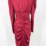 Lavish Alice Holley Women's Red Size 6 Puff Sleeve Satin Ruched Dress