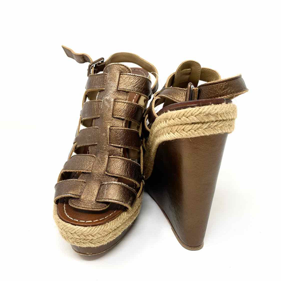 Christian Louboutin Women's Bronze Size 41/9 Espadrille metalic Wedge Sandals