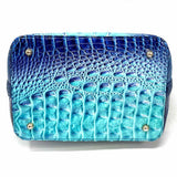 Brahmin Shira Blue Bucket Croc Embossed Leather Shoulder Bag