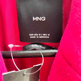 MNG Women's Pink Size M Button Down Italian Wool Blend Coat