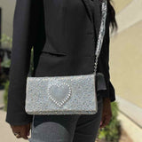 Betsey Johnson Silver Crossbody Iridescent Rhinestone Clutch