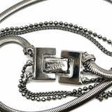 Jean Paul Gauliter Resin Black Silver Tone Layered 19" Charm Necklace