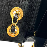 Chanel 2002/03 Classic Jumbo Black Flap Turnlock Caviar Leather Shoulder Bag