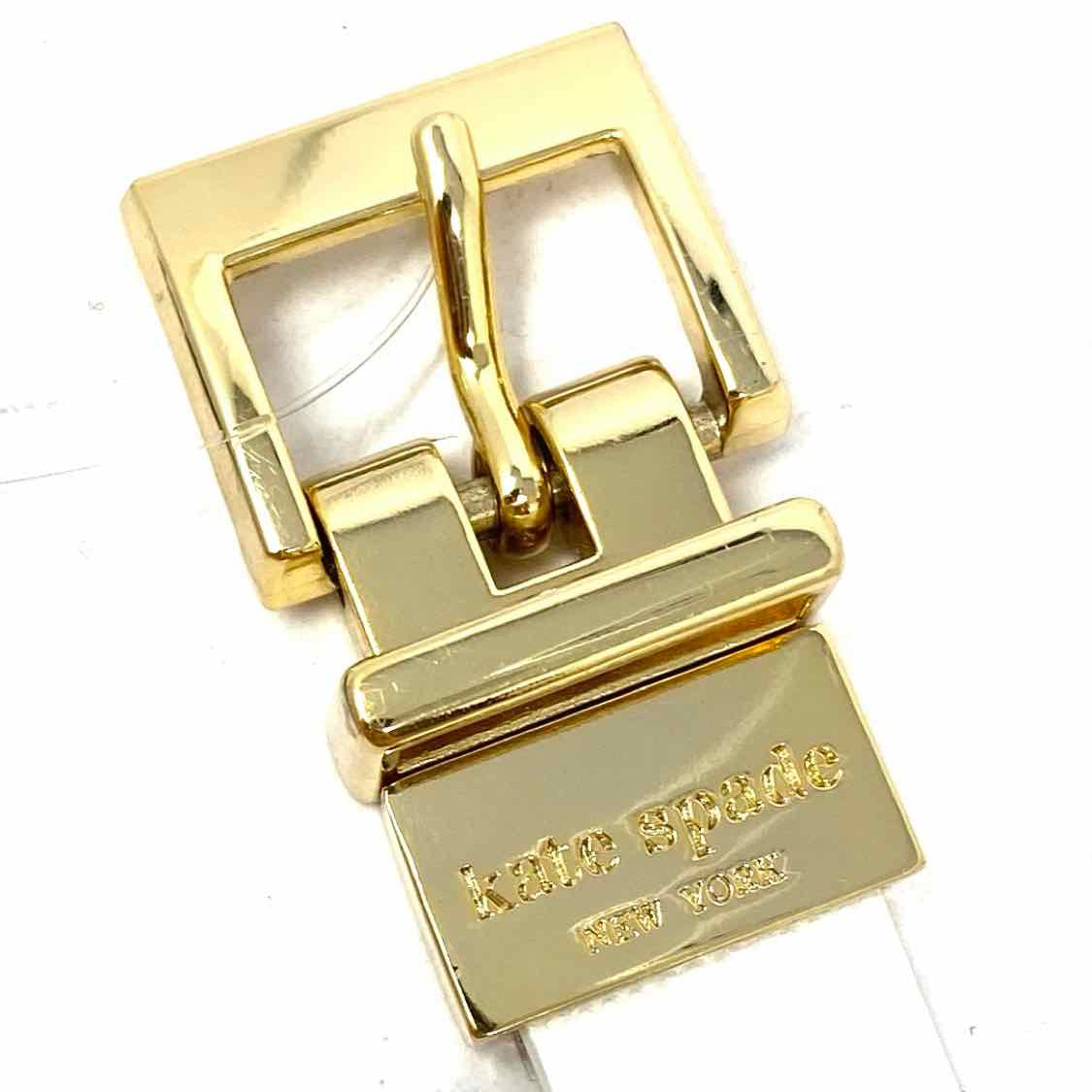Kate Spade White Gold Reversible Spades Saffiano Leather Belt