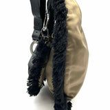 CLAUDIO ORCIANI Satin Army Green Black Crescent Fringed Crossbody