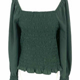 Madewell Women's Forest Green Size M balloon sleeve Smocked Long Sleeve