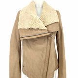 HELMUT LANG Women's Beige Size S Moto Leather Shearling Jacket