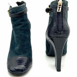 Tory Burch Gracie Women's Charcoal Size 8 Block Heel Suede Snake Bootie
