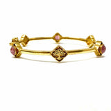 Statement Gold Tone 7.25" Pink Gem Bangle