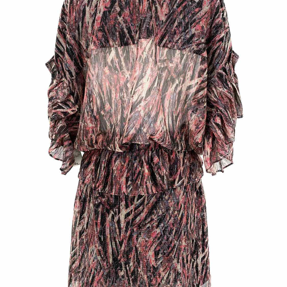 IRO Women's Pink/Black Short Sleeve Polyester Blend Size 34/2 Dress