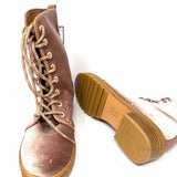 Stuart Weitzman Metermaid Women's Mauve Size 8 Lace-up Velvet Boots