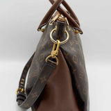 LOUIS VUITTON 2016 Pallas Coated Canvas Brown Top Handle Monogram Satchel