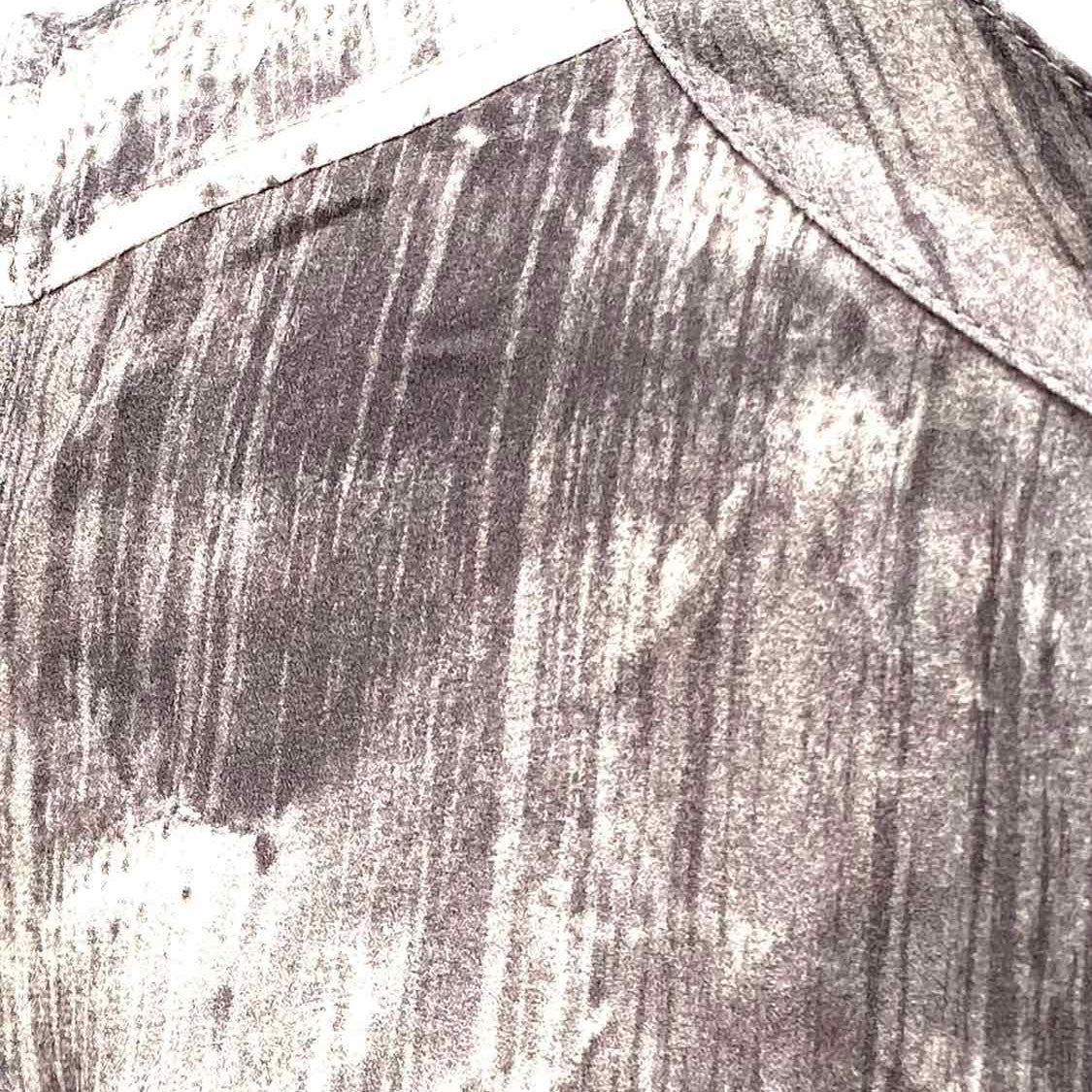 Eileen Fisher Women's Gray Size PM Button Down Silk Abstract Sleeveless
