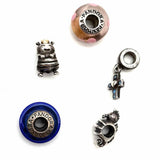 PANDORA 925 Sterling Silver Murano Glass 5 Piece Multi-Color Charm Jewelry Set