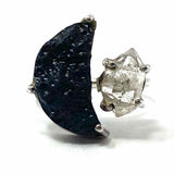 Statement size 9 .925 Sterling Black Geode White Quartz Ring
