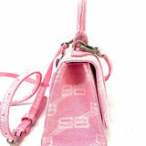 BALENCIAGA Hourglass XS Denim Pink Top Handle Monogram Crossbody