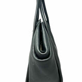 oliveve Taya Black Zip Top Pebbled Leather Tote