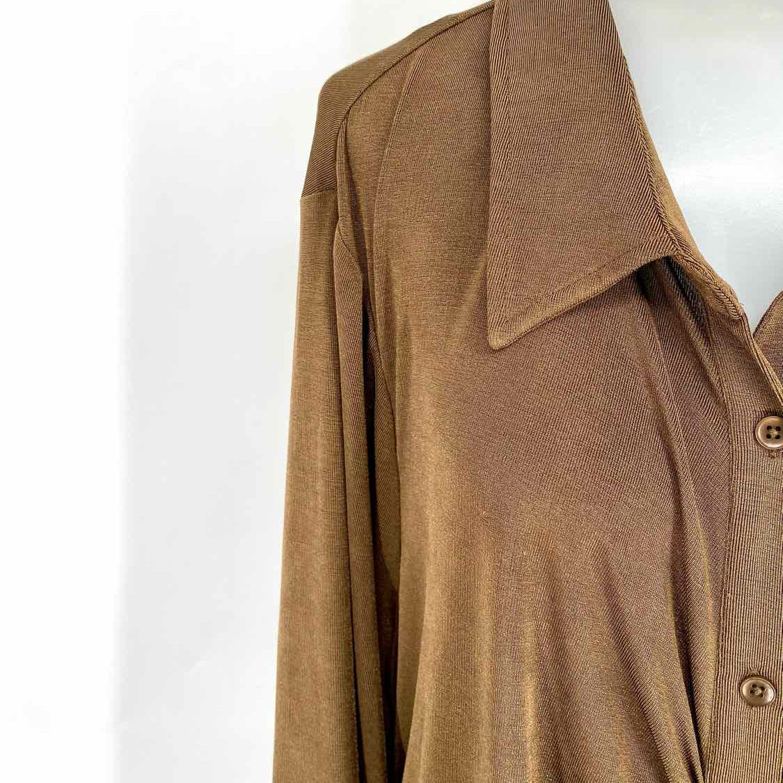 Good American Women's Bronze Size 3XL Button Down Gathered Dress