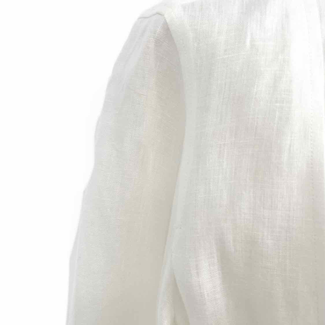 Max Mara Women's White Size 6/S Linen Front Tie Made in Italy Long Sleeve