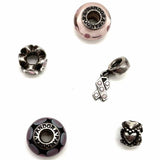 PANDORA 925 Sterling Silver Murano Glass 5 Piece Multi-Color Charm Jewelry Set