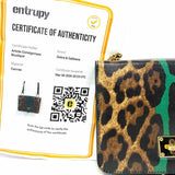 DOLCE & GABBANA Brown Green Stripe Messenger Leopard Print Crossbody