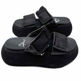 Lofina Women's Black Size 38/8 Platform Leather Slide