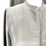 Eileen Fisher Women's Gray Size S Madarin Silk Textured Jacket