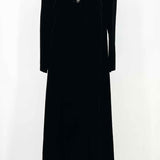 Women's Black Size M Long Velvet Coat