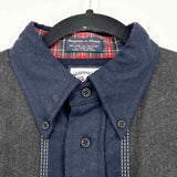Faconnable Men's Navy Gray Size M Button Down Wool Blend Long Sleeve Shirt