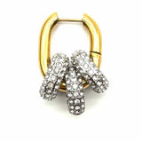 Statement Two-tone Hoop Charm Crystal Earrings
